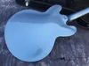 China electric guitar OEM shop electric guitar hollow jazz guitar Metallic blue color can be customi8411687