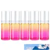 Gradient Color Thick Glass Roll On Essential Oil Empty Parfum Bottles Roller Ball Travel Use Necessaries10ML/5ML