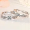 925 Sterling Silver Wedding Rings For Women Men Promise Jewelry Couples Lovers Finger Rings Zirconia Gift Adjustable Size WH4324410