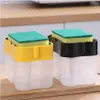 Kök tvättmedel Förvaringsdispenser Box Sponge Tvål Dish Tillbehör Vätskepump Scouring Pad Rengöring Diskmaskin Verktyg Seashipping LJJP458