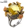 DreamCarnival 1989 Highly Recommend Selling Women Rings Genuine Radian Cut Golden Color Zirconia Ring Party Jewelry WA116666809674