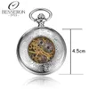 Zegarki kieszonkowe Besseron Reloj Steampunk Mens Tytanowy Zegarek Mechaniczny Vintage Wisiorek Srebrny Łańcuch Orologio Da Tasca