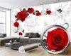 3D slaapkamer behang romantische bloemen 3d behang rood delicate rozen 3d muur papier voor woonkamer aangepaste foto