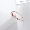 Högkvalitativ Opal Stone Colorful Cubic Zircon Ring for Women Rose Gold Color Unique Design235w