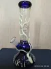 25 CM 11 Inch Premium Glow in the Dark Blue Color with Teal Vein Hookah Water Pipe Bong Glass Bongs With Stem US Warehouse