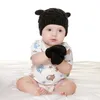 Baby Knitted Hats 2020 Autumn Winter New Newborn Warm Hat Gloves Set Cute Little Ears Shape Toddlers Crochet Caps M2799