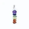 Qimoshi 7 Chakra Stone Necklace Natural Raw Quartz Healing Yoga Pendulum 펜던트 여자 여자 Me225f