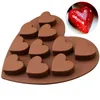 10 Holes Heart-Shaped Chocolate Mold Candy Cake DIY Silicone Ice Cube Pudding Pastries Cookie Mold Kitchen Baking Tool