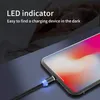 3 in 1 Magnetic Charger Cable Nylon LED Glowing Cord 1m Micro USB Type C Charging Cables For Samsung Huawei