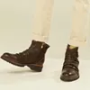 Men Basic Boots Pu Кожаные винтажные модные мужские туфли Zip зимняя осенняя лодыжка ботинки Motocycle Большой размер для мужчин