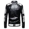 Mens Color-blocked Long Sleeve Jackets Spring Autumn Fashion Trend PU Leather Lapel Neck Jacket Designer Mens Zipper Casual Short Coats