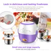 Freeshipping Mini Electric Rice Cooker Thermal Heating Lunch Box Portable Food Steamer Cooking Container Meal Lunch Box Warmer 200W