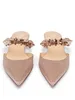 Summer Slipper Bride Shoes Flats Sandal s Heels Pointed Toe Gliiter Leather Planet Cho glitter backless loafers