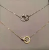 Neue Mode Liebe Halskette Schmuck Mann Frau Doppelring voller CZ zwei Reihen Diamant Halskette achteckige Schraubverschluss Liebe Halskette Couple3416
