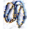 MG0827 Mat Mavi Sodalite 108 Mala Bilezik Doğal Taş Ohm Charm kolye Trendy Denge Bilek Yoga Takı