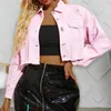 Kvinnors beskuren jeansjacka denim fransade korta rockar för kvinnor hösthål vintage casual jackor kvinna 2020 streetwear rockar