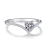 Cluster Rings Sweet Romance Heart-Shaped Zircon 925 Silver Ring for Gif Elegant Women Wedding Engagement Jubileum Juvely1297h