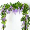 Wisteria Yapay İpek Çiçek Asma Ivy Yaprak Garland Gül Çiçekler Rattan Dize Çelenk Düğün Arch Süs Ev Bahçe Dekorasyon