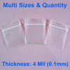 Multi Tamanhos Quantidade 4 mil espessa Mini pequeno Poly Zipper sacos Inch (1" - 1.5 ") x (1.2" - 2" ) de plástico Armazenamento Armazenamento Bolsas 25 30 40 50 milímetros