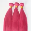 Estensioni capelli fucsia fucsia rosa caldo tesse vergini lisci brasiliani 100 grammi / pezzo