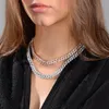 2020 new 9MM iced out bling cz Miami cuban link chain Two tone pink blue cz choker necklace silver color women fashion jewelry