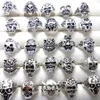 Bulk lots 100pcs Men Skull Rings 2020 New Gothic Biker Punk Cool Rings Wholesale Fashion Jewelry Lot