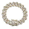 14mm 7 8NCH RACHAND DIAMONDS Cuban Link Chain Armband Gold Silver Iced Out Cubic Zirconia Hiphop Men smycken2465