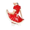 12 couleurs doux volants garniture plissée Mini robe dames trou de serrure avant PVC français robe de chambre Sexy Cosplay fête serviteur uniforme