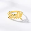 Anel personalizado em inglês antigo para mulheres e homens, anel personalizado de aço inoxidável, joias da moda, presente de aniversário 1440135