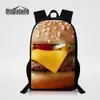 Food Hamburger Printing School Bags For Children Kids Fashion Mochila Escolar 16 Inch Oxford Backpack Women Men Outdoor Rucksack Pack Rugtas