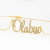 Gold Nameplate Necklace Custom Name Necklace with Full Zircon Bling Jewelry for Women