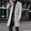 Men's Trench Coat Red Steampunk Grey Woolen Mens Clothing Fashion Winter Coats for Elegante Long Jackets Korean