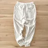 Zomer linnen broek mannen casual harem mannelijke broek losse mannen kleding enkel-lengte1