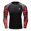 Mens Compression Långärmad Andningsbar Snabbtorkad T-shirts Bodybuilding Vikt Lifting Base Layer Fitness Tight Tops T-shirt