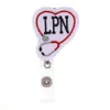 Porte-clés personnalisés EKG Coeur Forme Infirmière Rétractable RN ID Titulaire avec stéthoscope Feutre Badge Médical Bobine Alligator Pivotant Clip231e