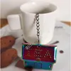 Mini rostfritt stål te filter gyllene silverpläterade hus form teas infuser krok kedja bekväma silverktyg flip typ 5 6xx g2