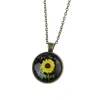 Acquista Gioielli Cabochon In Vetro Unisex Di Moda Ciondolo Girasole Semplice Collana Con Ciondolo In Pietra Preziosa Tempo Regali Ragazza Amante Delle Donne