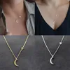 Pendanthalsband Fashion Gold Silver Color Moon Star Clavicle Chain Engagement Jewelry Women Classic rostfritt stål halsband Gif267b