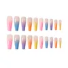 Naf008 24pcs Gradient Färg Long Coffin Fake Nails Rainbow Ballerina Full Cover Fake Nail Extension DIY Färgglada naglar med Retail Box