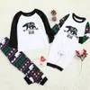 2020 New Family Parent-child Clothes European And American Round Neck Christmas Bear Pattern Long Sleeve Home Clothes