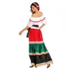 Eraspooky Robe mexicaine folklorique traditionnelle Femmes Filles Costume d'Halloween pour enfants Mexique Carnaval Fête Famille Danse Fantaisie Robe1