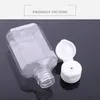 Botella de plástico PET vacía de 60ml con tapa abatible, botella de forma cuadrada transparente para líquido de maquillaje, gel desinfectante para manos desechable