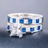 Choucong benzersiz lüks mücevher 925 STERLING Gümüş Prenses Kesme Emerald Cut Topaz Taş Taşları Parti Sonsuzluk Gelin Yüzük Lov237t için