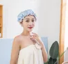 Household double-layer waterproof shower cap PEVA thickened women's oil-proof shampoo bath cap multi-function dust-proof fume-proof towel