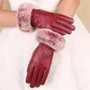 LJCUIYAO Winterhandschuhe aus Kunstpelz, dick, warm, Frühlingshandschuhe, Weihnachtsgeschenke, Samt, solide Fäustlinge für Damen, Guantes