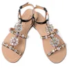 2020 NUOVE donne estate Boemia diamante sandali piatti signora casual spiaggia strass brillanti scarpe boho Plus Size peep toe pantofole Y200620