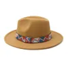 Sombreros de ala ancha verde lima de ala ancha para hombre, sombreros de fieltro de lana, sombrero de Jazz informal de color caqui, sombrero Fedora de tendencia con cinta sólida para mujer Caps202S