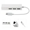 Höghastighets USB-navkontakter Typ C till Ethernet Adapter 3 portar RJ45 10 / 100Mbps Nätverkskort LAN-Adaptrar USB-C för MacBook