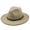 Chapeau de Jazz en laine Beige blanc gris pour femmes et hommes, chapeaux à bord en feutre, Trilby dames Vintage en laine Panama Cloche Fedora