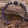 Fehame Hochqualität natürliche Lapis Lazuli Blue Tiger Eye Stone Perlen Armbänder für Frauen Männern rund Armband Paar Geschenk7084364